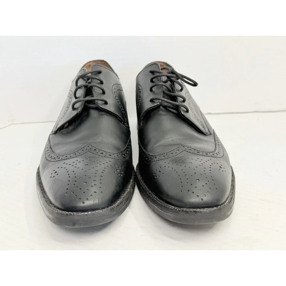Johnston & Murphy Men's Oxford Leather Wingtip Sheepskin Shoes Sz 13M Black